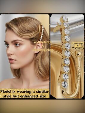 NWT Authentic Demarson Women's 12k Gold Plated Maia Crystal Hair Clip
